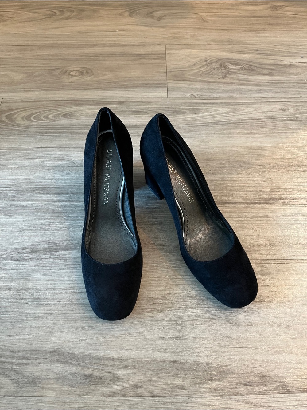 Stuart Weitzman Black Suede Block Heel Pumps Heels